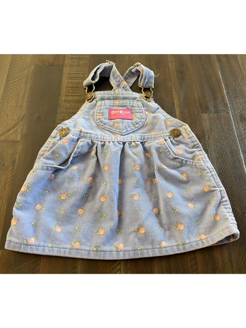 Vintage Oshkosh B'GOSH Floral Corduroy Overall Purple Dress Made In USA 12 Month